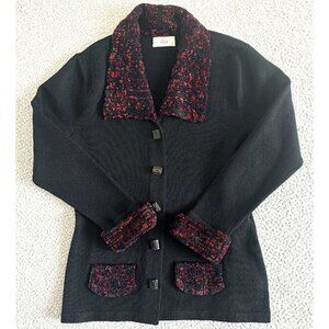 VTG Dia North of Boston Cardigan Made USA Wool Blend Art to Wear Accent